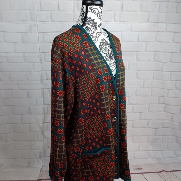 C. D. Daniels women's long sleeve geo print button front cardigan pockets 2x b30 - Picture 5 of 11